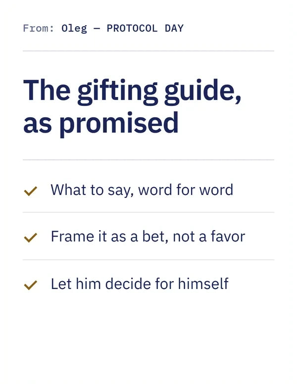 Preview of the gifting guide email: The gifting guide, as promised