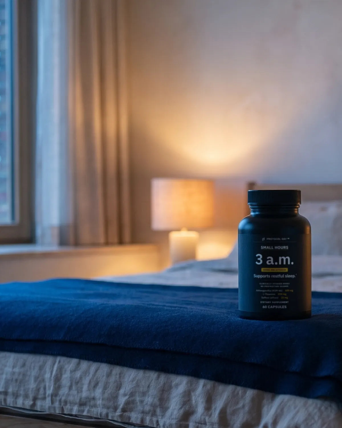 Small Hours — matte black bottle, 60 capsules.
